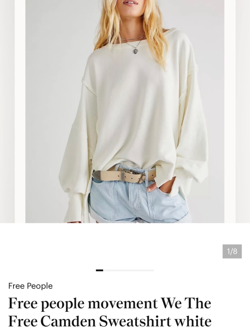Free People Camden Relaxed Pullover Sweatshirt Super trend White Size M